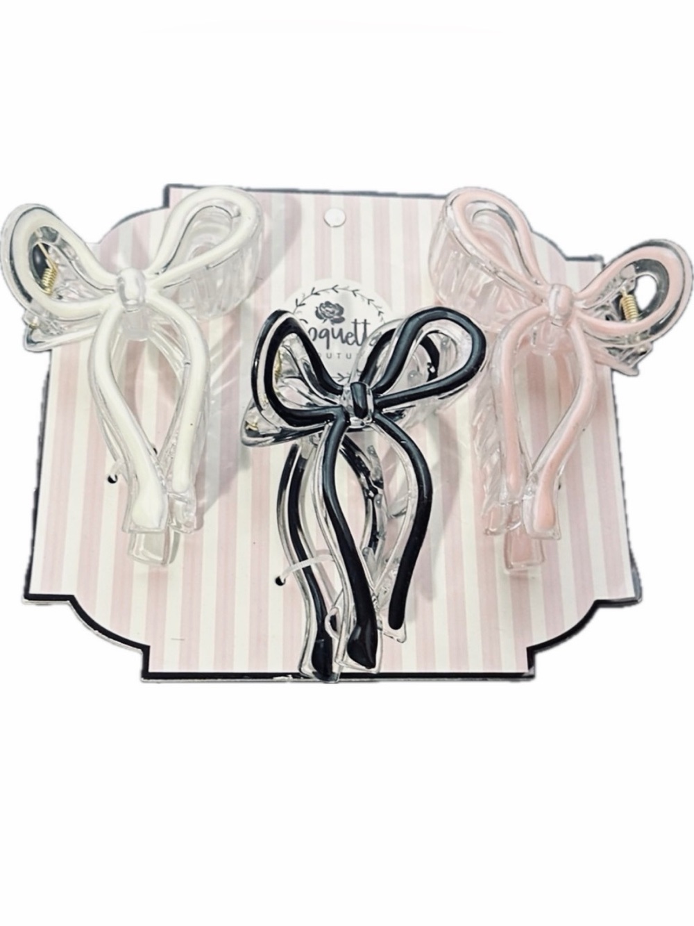 NWT ⚜️🖤⚜️ Coquette Coutures hair claw clips bows set of 3